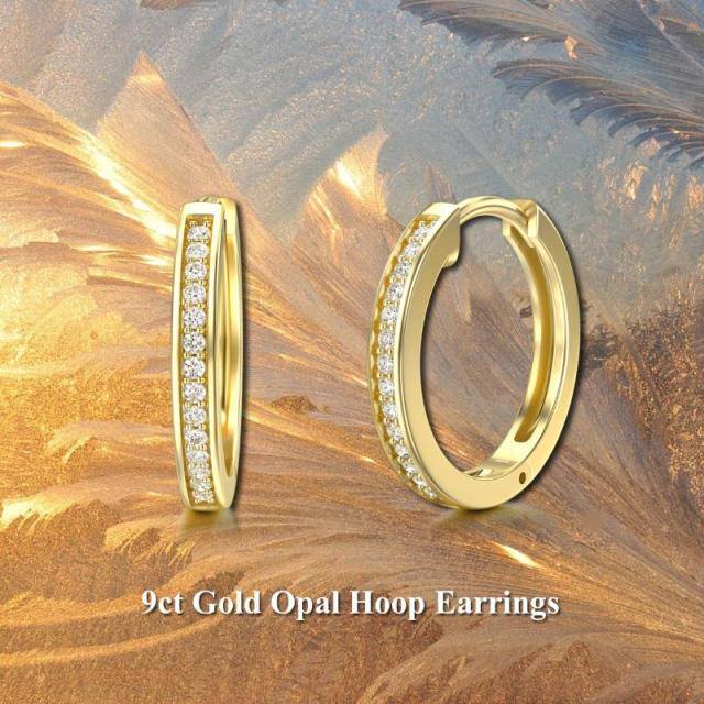 9K Gold kreisförmig Moissanit Runde Reifen Ohrringe-4