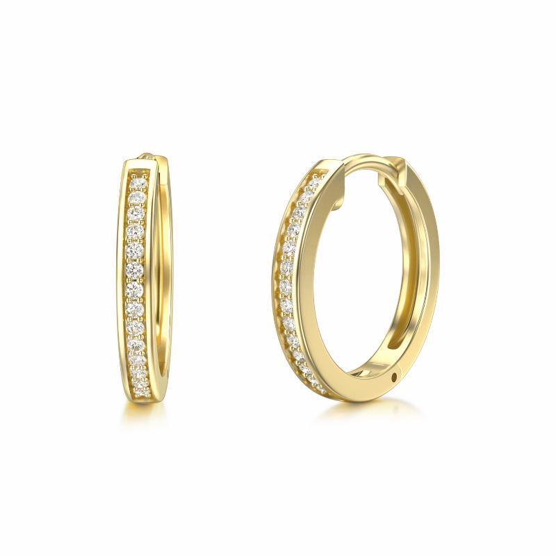 9K Gold Circular Shaped Moissanite Round Hoop Earrings-1