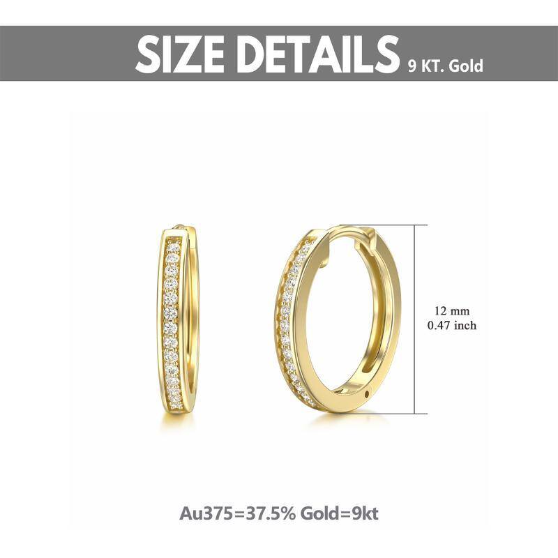 9K Gold Circular Shaped Moissanite Round Hoop Earrings-6