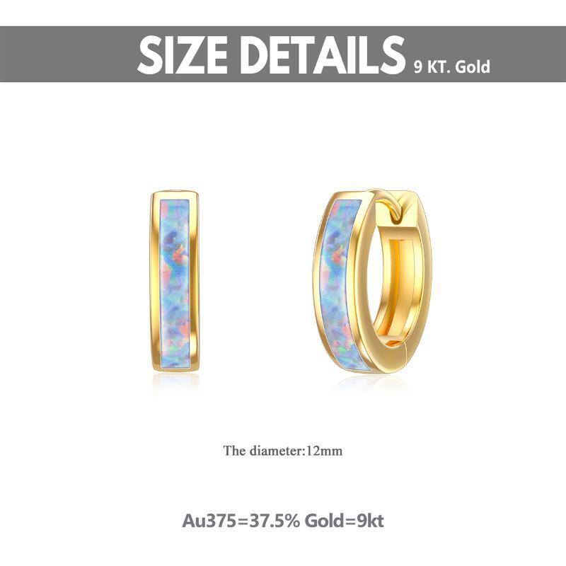 9K Gold Opal Hoop Earrings-6