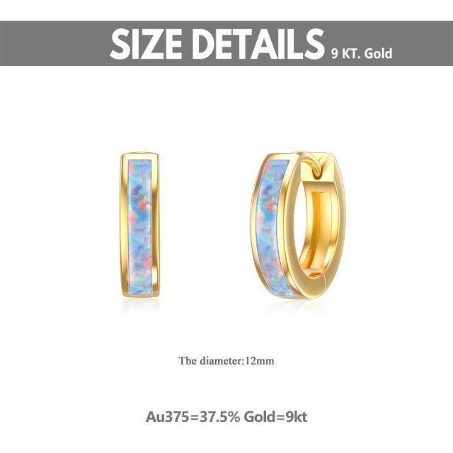9K Gold Opal Hoop Earrings-5