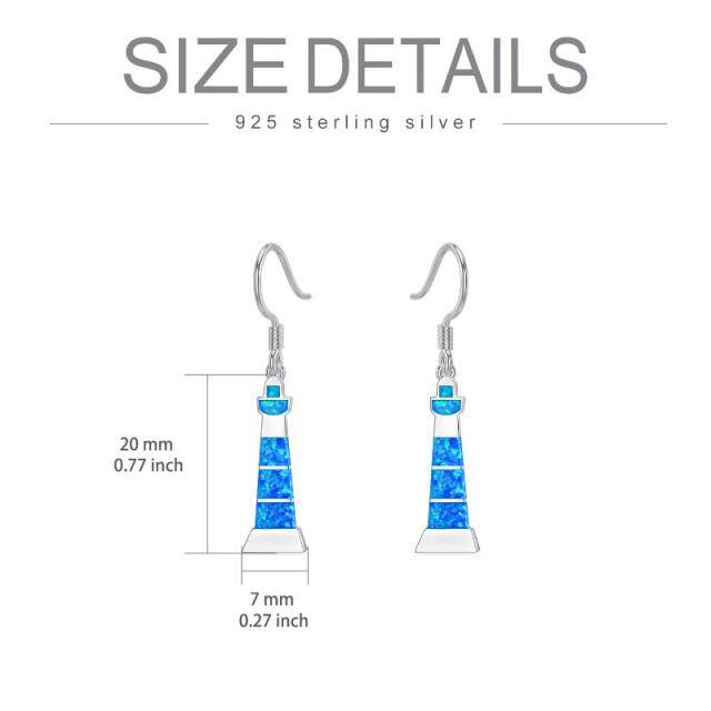 Sterling Silver Opal Lighthouse Drop Earrings-3