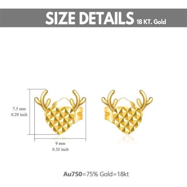 Brincos de coração de alce em ouro 18K-5