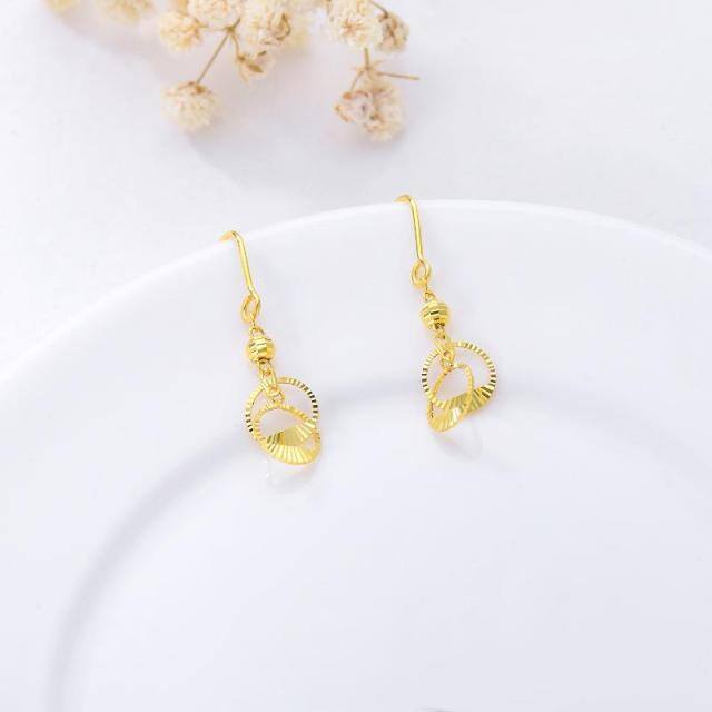 18K Gold Circle Drop Earrings-3