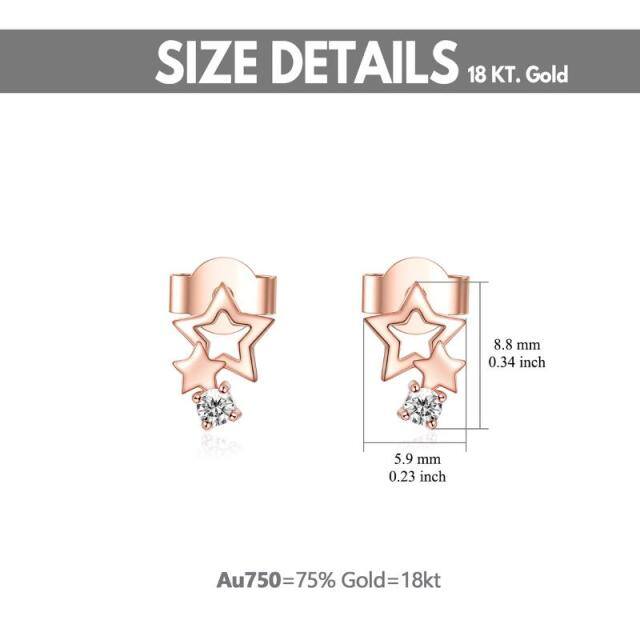 18K Rose Gold Cubic Zirkonia Sterne Ohrstecker-4