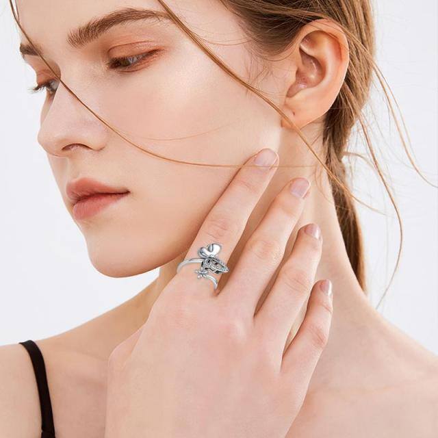 Bague en argent sterling avec zircon cubique en forme de papillon et marguerite en forme d-1