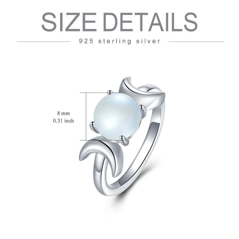 Sterling Silver Moonstone Moon Stackable Ring-6