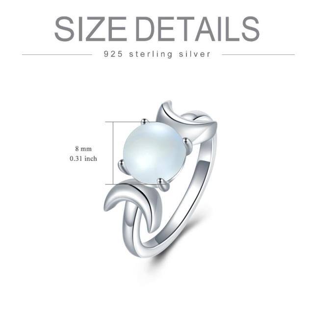 Sterling Silver Moonstone Moon Stackable Ring-5