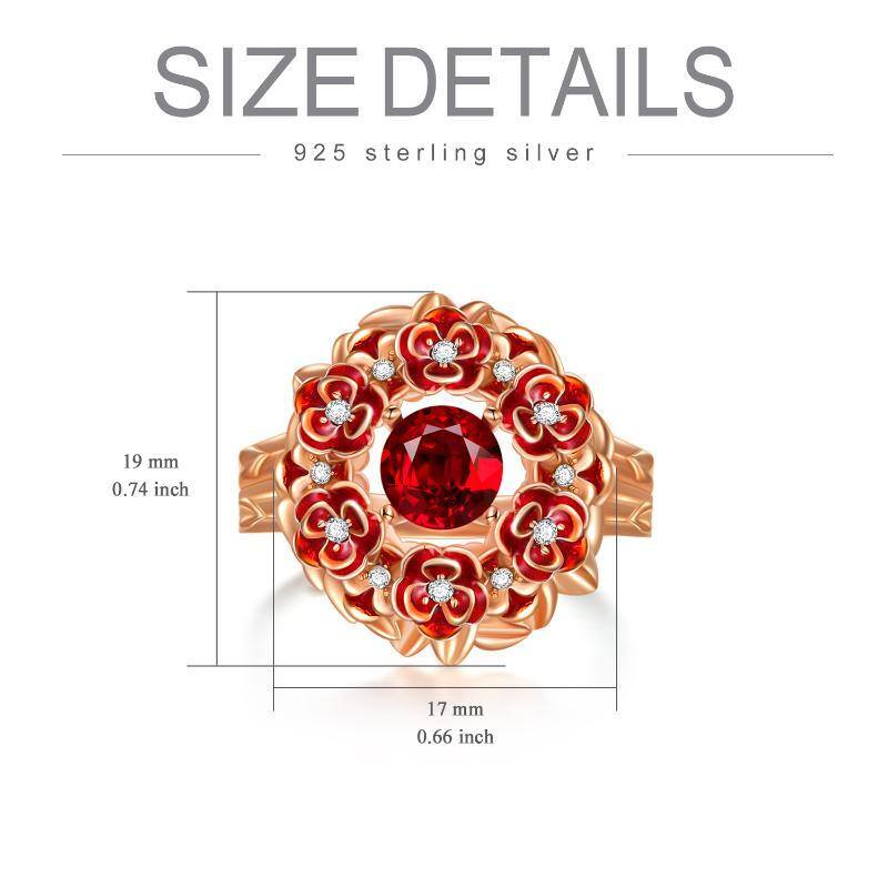 Sterling Silber mit Rose vergoldet kreisförmiger Kristall Rose Ring-7