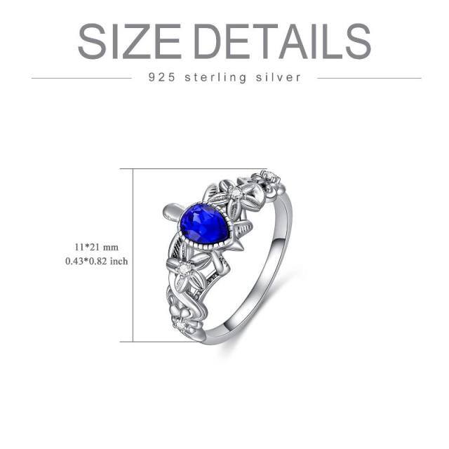 Sterling Silver Pear Shaped Crystal Drop Shape Ring-4
