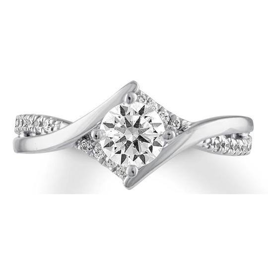 10K White Gold Circular Shaped Moissanite Personalized Engraving Engagement Ring