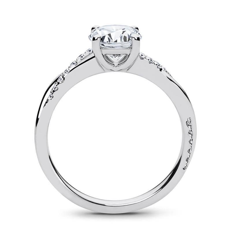 14K White Gold Princess-square Shaped Moissanite Personalized Engraving Engagement Ring-5