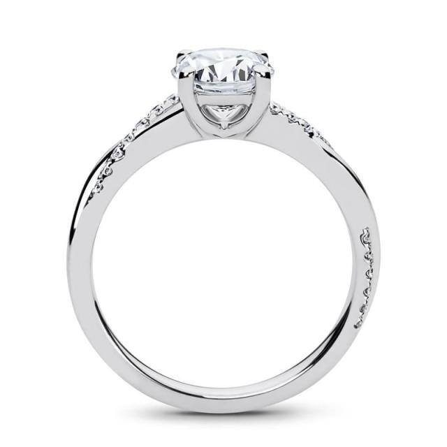 14K White Gold Princess-square Shaped Moissanite Personalized Engraving Engagement Ring-4