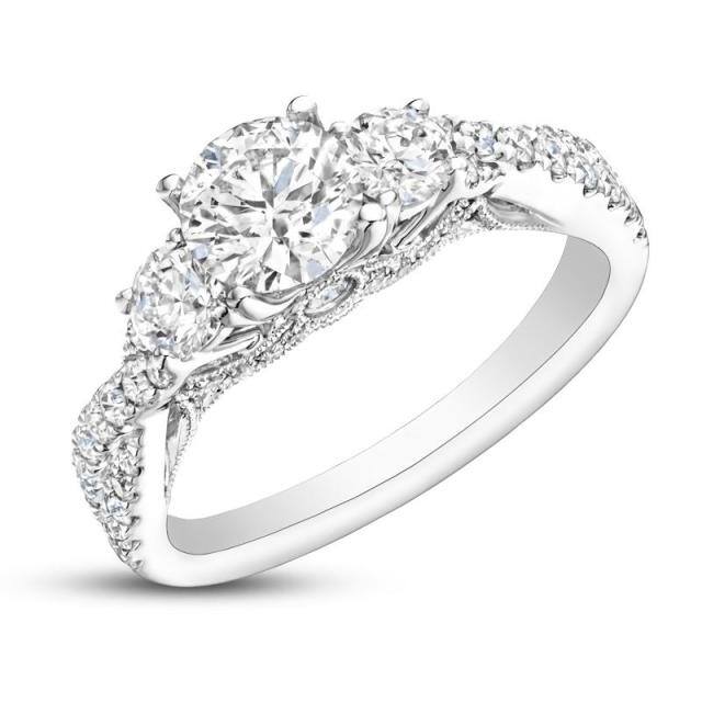 Sterling Silver Moissanite Couple Engagement Ring-0