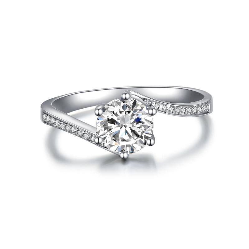 10K White Gold Circular Shaped Moissanite Ring-1