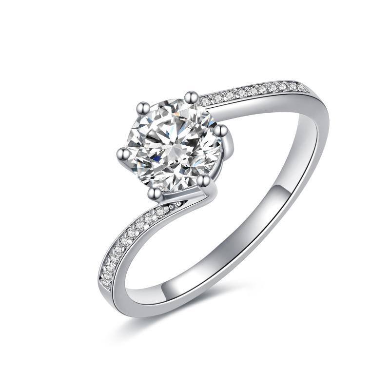 10K White Gold Circular Shaped Moissanite Ring-3