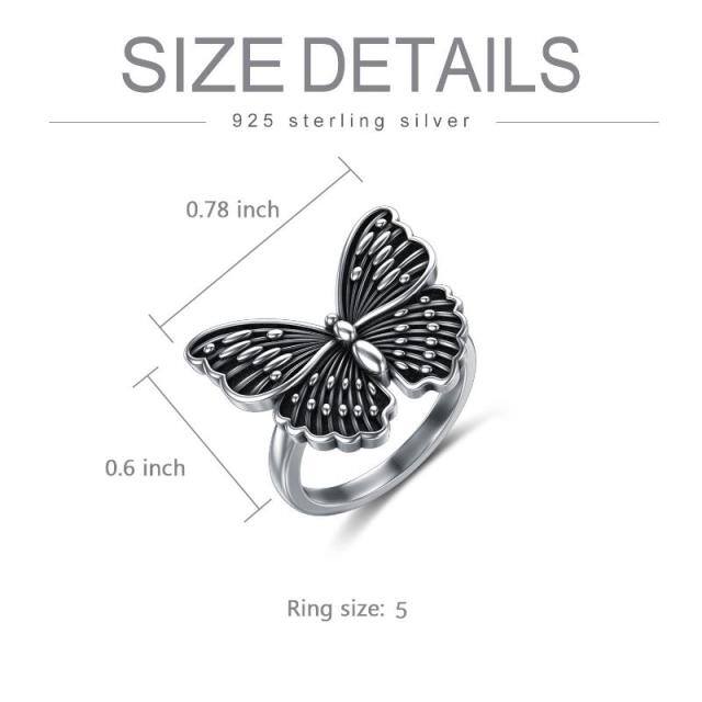 Anel borboleta em prata esterlina-4