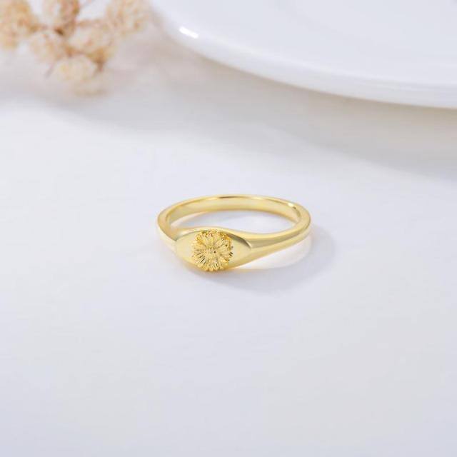 Anel de flor de nascimento banhado a ouro de girassol em prata esterlina joias delicadas-2