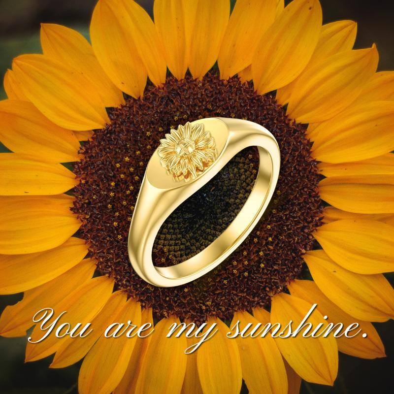 Sterling Silver with Yellow Gold Plated Sunflower Ring-6