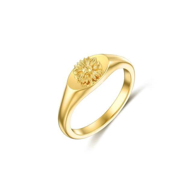 Anel de flor de nascimento banhado a ouro de girassol em prata esterlina joias delicadas-0