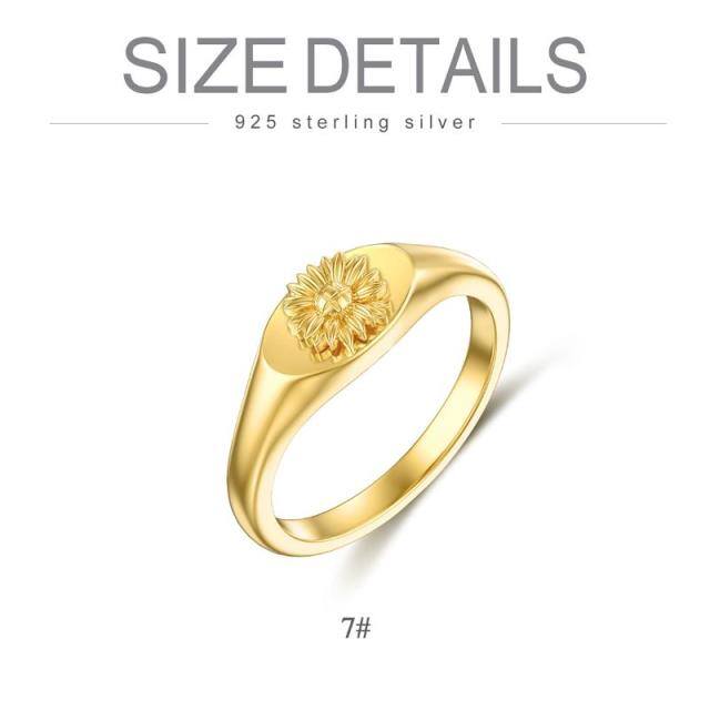 Anel de flor de nascimento banhado a ouro de girassol em prata esterlina joias delicadas-4