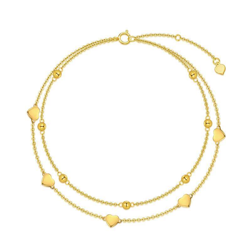 14K Gold Heart Multi-layered Anklet-1