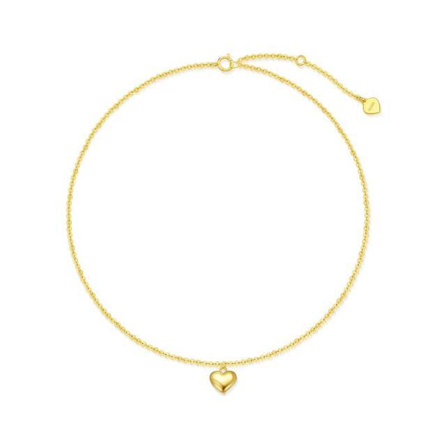 14k Gold Bubble Heart Anklet Love Single Layer Charm Anklet Women's Gift-0