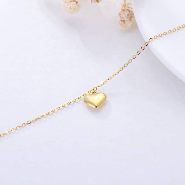 14k Gold Bubble Heart Anklet Love Single Layer Charm Anklet Women's Gift-3