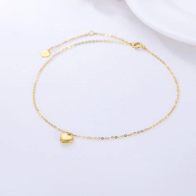 Bracelet de cheville en forme de cœur bouffant en or 14 carats, cadeaux pour femmes-2