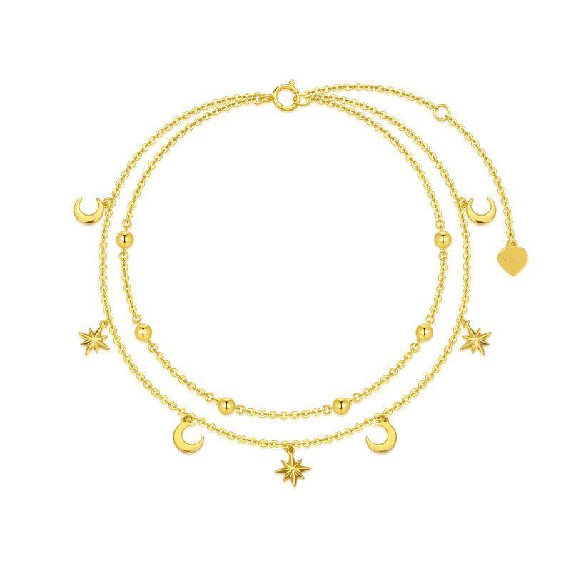 10K Gold Moon & Star Multi-layered Anklet-1