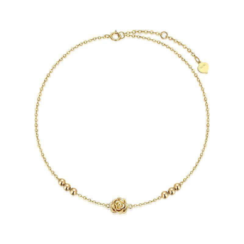 14K Gold Rose Single Layer Anklet-1