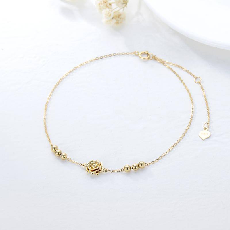 14K Gold Rose Single Layer Anklet-3