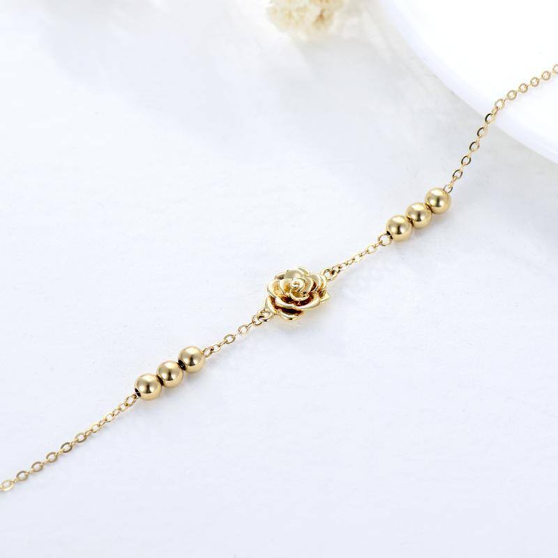 14K Gold Rose Single Layer Anklet-4