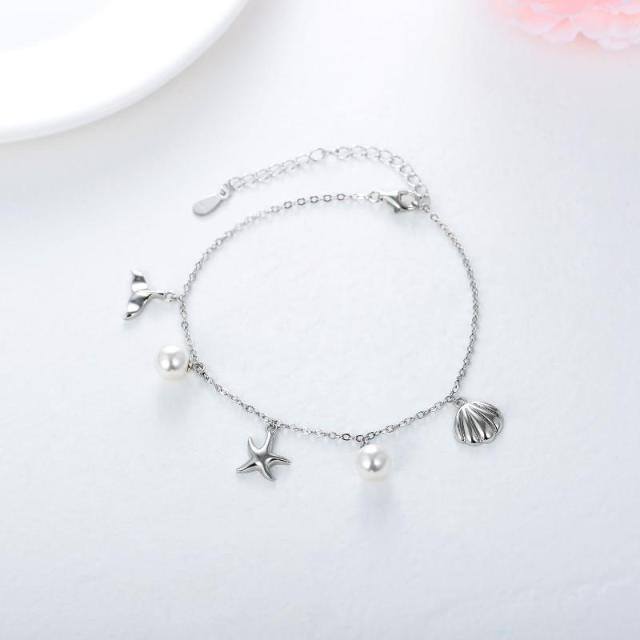 Bracelet pendentif étoile de mer en argent sterling et perles-2