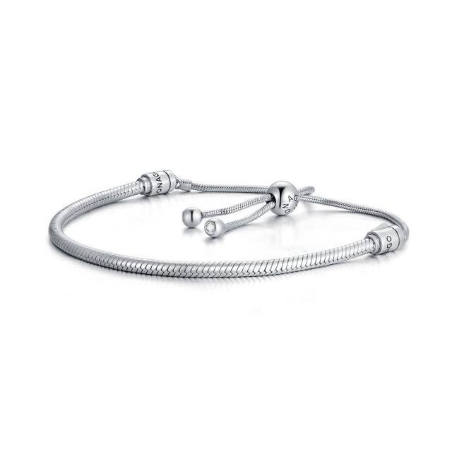 Pulsera de plata de ley con cadena de serpiente-0