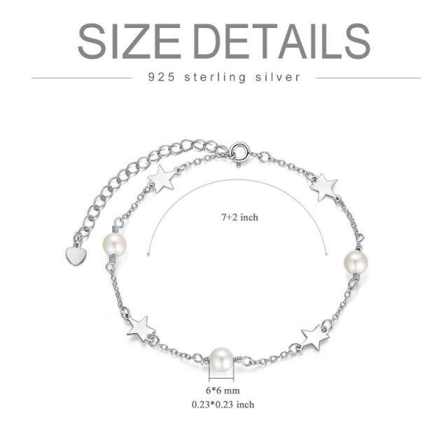 Cavigliera a strato singolo con stella di perla in argento sterling-5