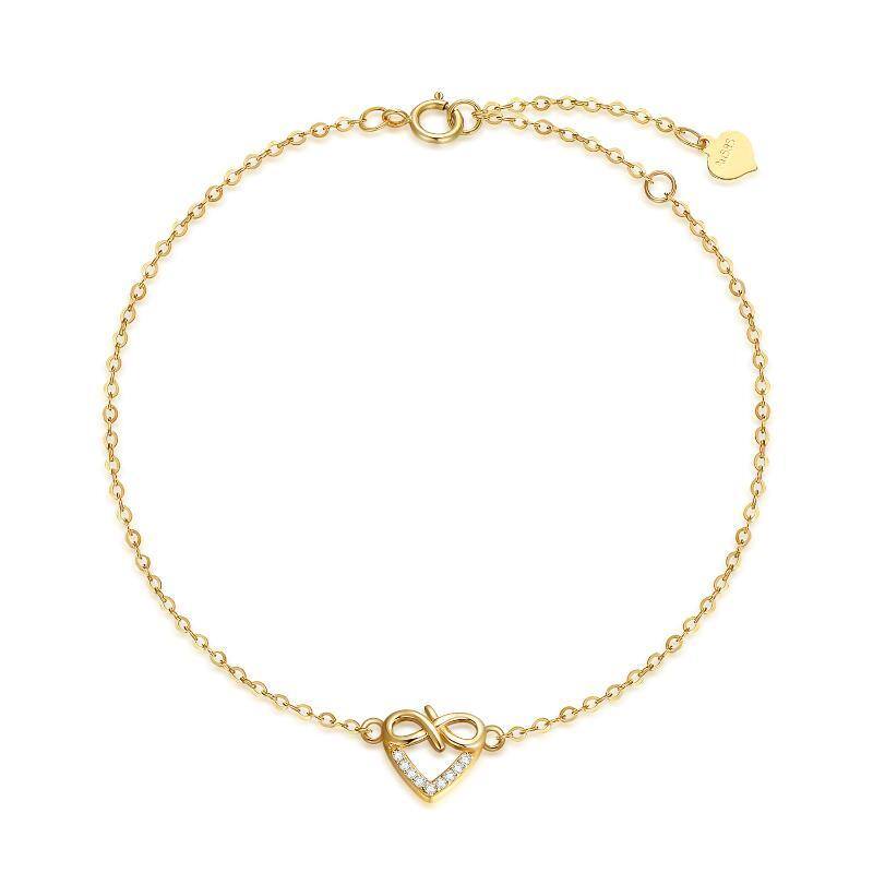 Bracelet en or 14K avec pendentif symbole de l'infini en diamant-1