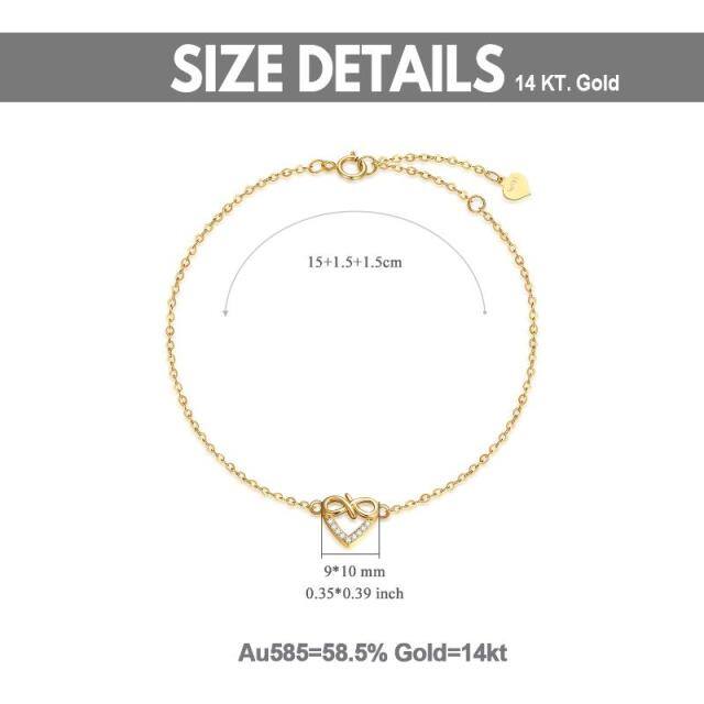 14K Gold Diamond Infinite Symbol Pendant Bracelet-4