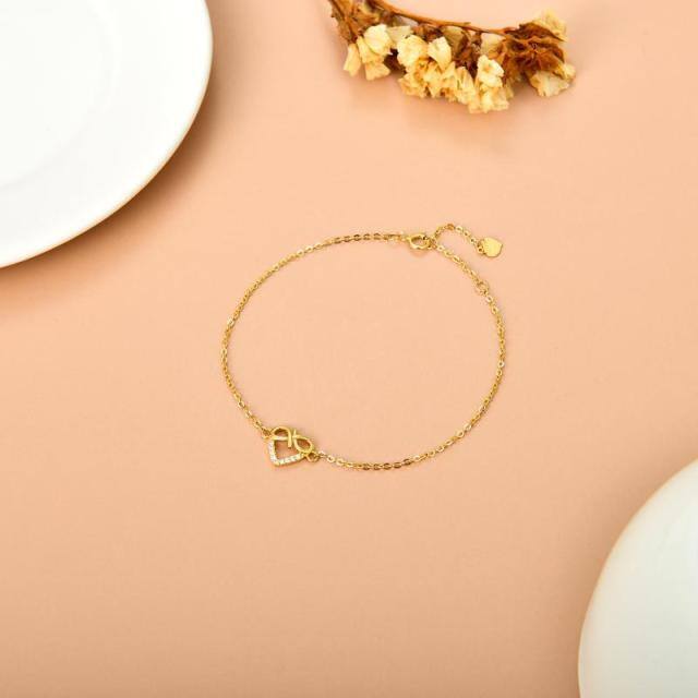 Pulseira com pingente de símbolo infinito de diamante em ouro 14K-2