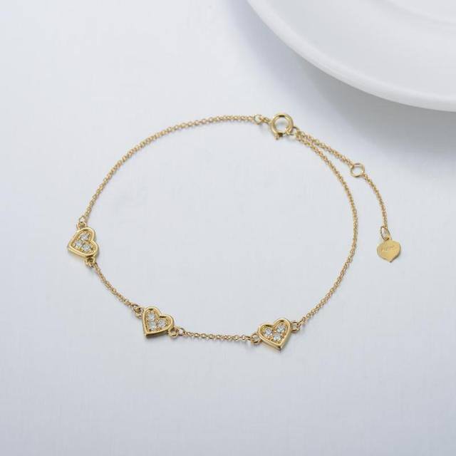 Pulsera de oro de 14 quilates con colgante de corazón de moissanita-3