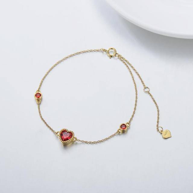 9K Gold Cubic Zirconia Heart Metal Beads Bracelet-2