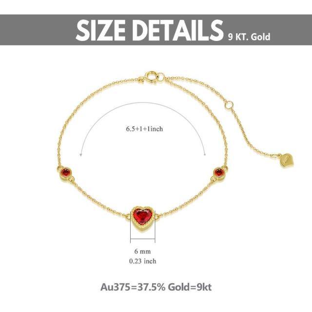 9K Gold Cubic Zirconia Heart Metal Beads Bracelet-4