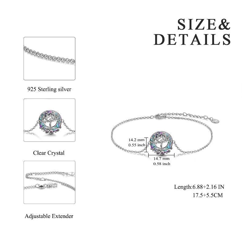 Pulsera colgante de plata de ley con forma circular de cristal Árbol de la Vida-5