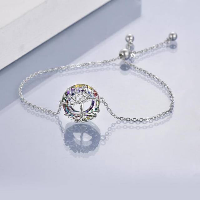 Pulsera colgante de plata de ley con forma circular de cristal Árbol de la Vida-3