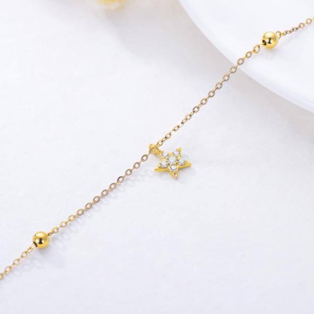 Bracelet pendentif étoile diamant en or rose 9 carats-3