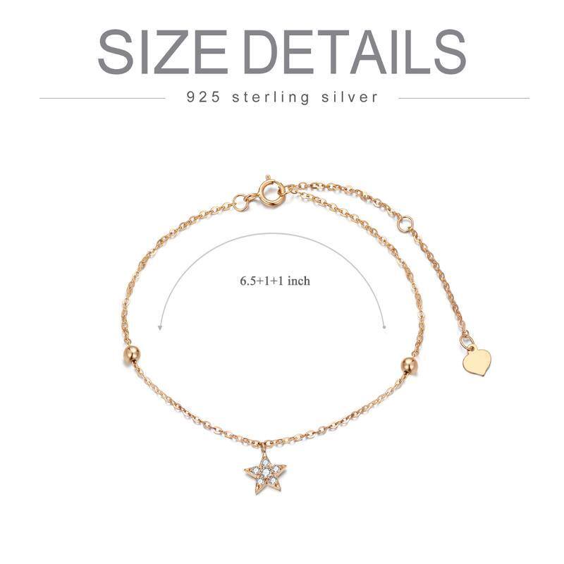 Bracelet pendentif étoile diamant en or rose 9 carats-5