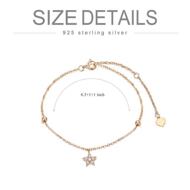 9K Rose Gold Diamond Star Pendant Bracelet-4