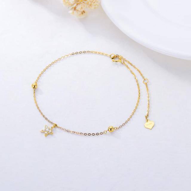 Bracelet pendentif étoile diamant en or rose 9 carats-2
