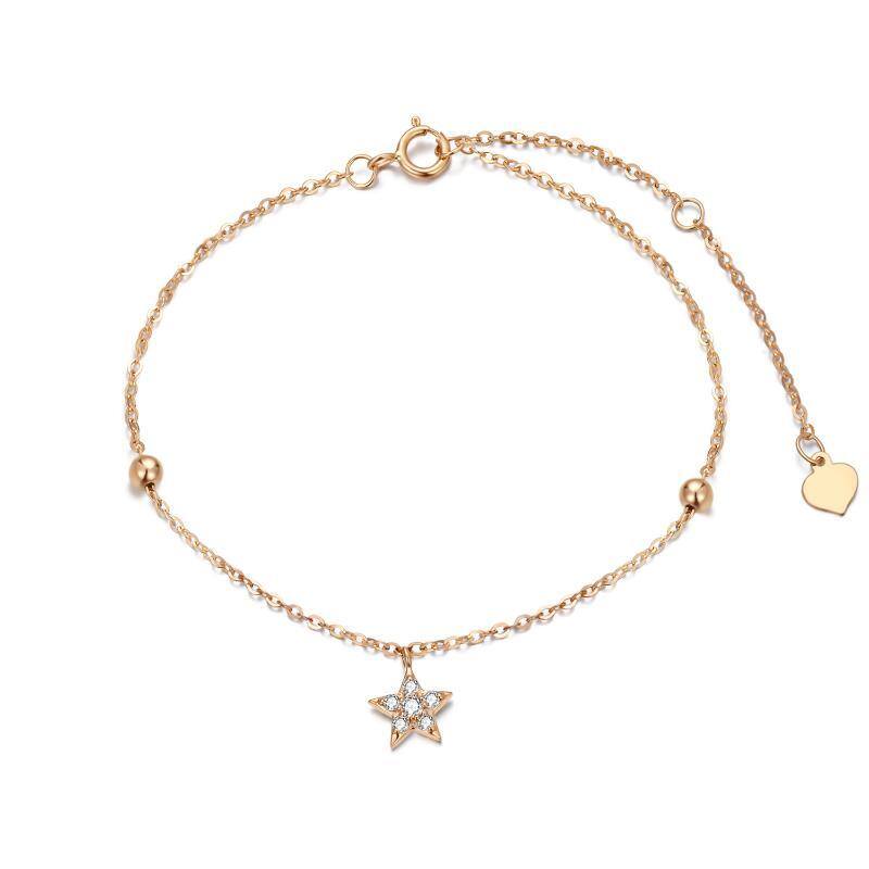 Bracelet pendentif étoile diamant en or rose 9 carats