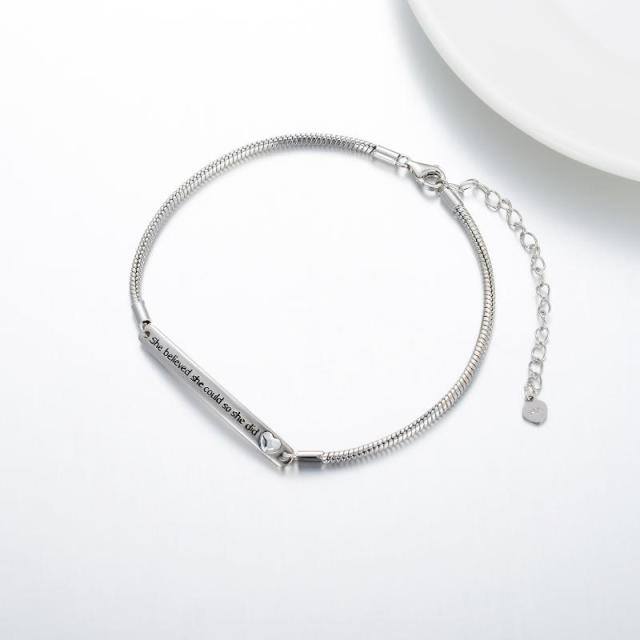 Sterling Silver Graduation Girl Identification Bracelet with Engraved Word-2